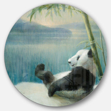 Panda after a long day - Animal Circle Metal Wall Decor